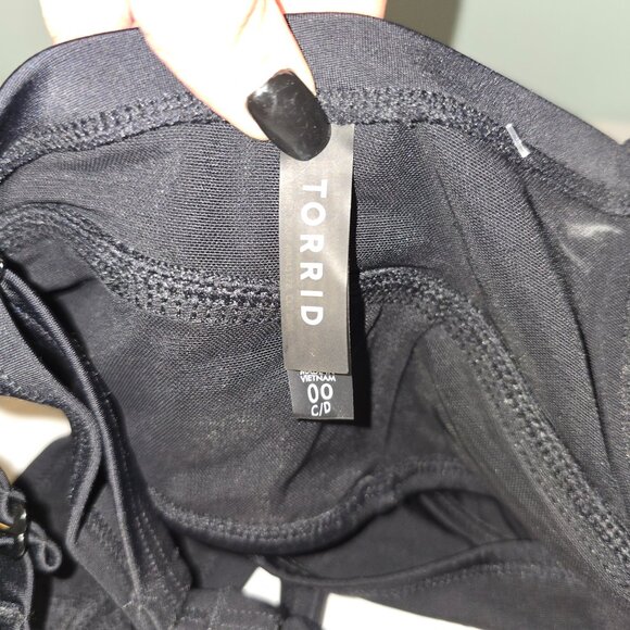 Torrid Underwire Demi Cut & Sew Bikini Top in Deep Black, Size 00-C/D, NWT - Picture 6 of 7